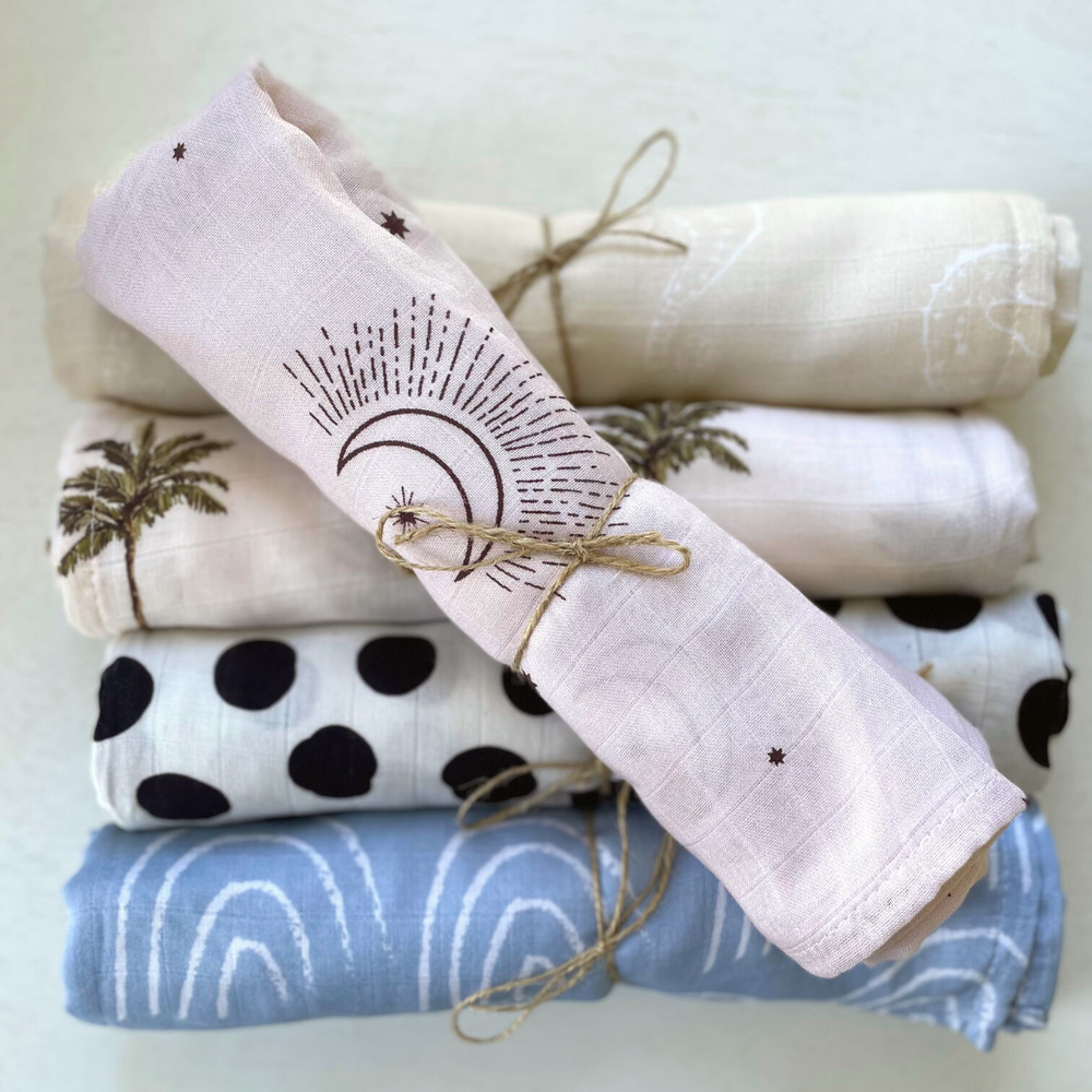Bamboo x Cotton Swaddle - Celeste